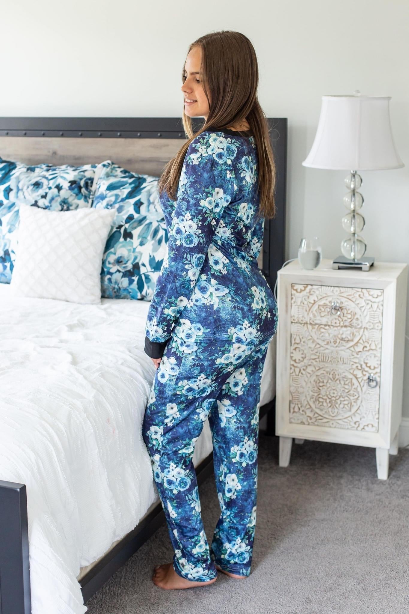 Blue Floral Pajamas