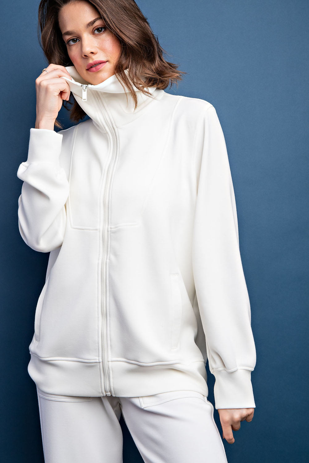 Rae Mode Modal Zip Jacket - Cream