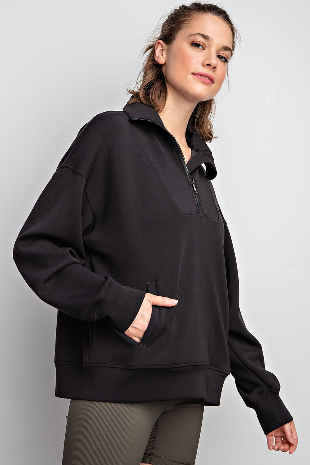 Rae Mode Modal Poly Spandex Quarter Zip Pullover