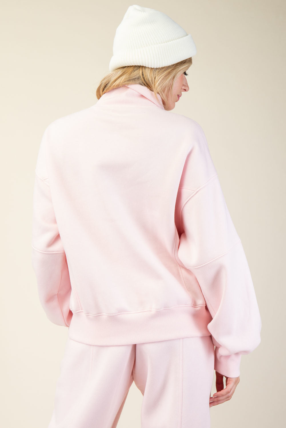 Rae Mode French Terry Fleece Quarter Zip - Strawberry Milkshake