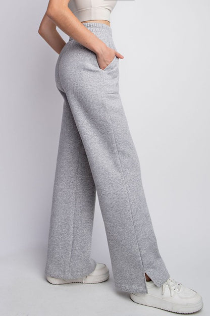 Rae Mode French Terry Straight Leg Lounge Pants - Heather Grey