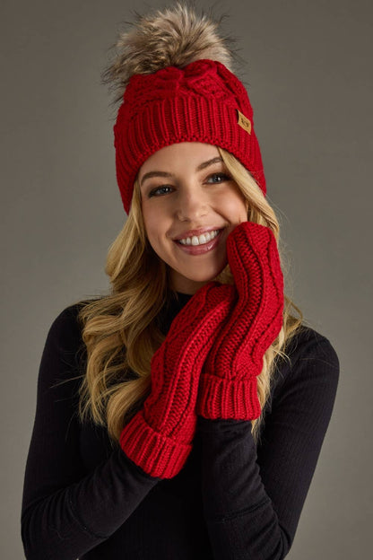 Red Cable Knit Mittens