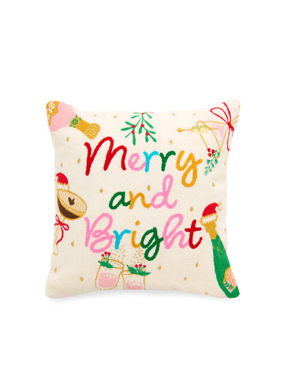 "MERRY AND BRIGHT" PILLOW, MULTI