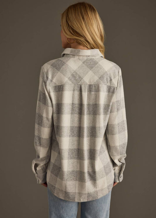 Lt. Gray & White Plaid Button Up