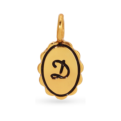Charm Garden - Scalloped Initial Charm - Gold - D