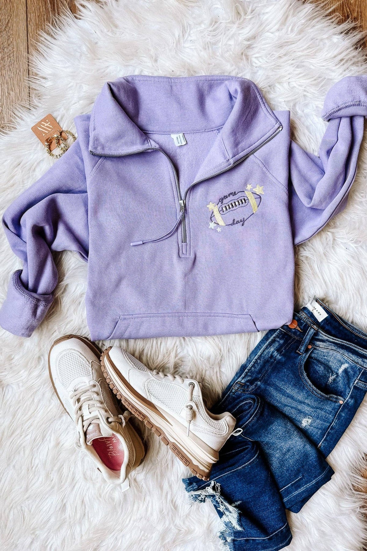 Football Game Day Embroidered Half Zip