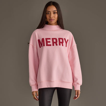 Pink Merry & Cheers Reversible Sweatshirt