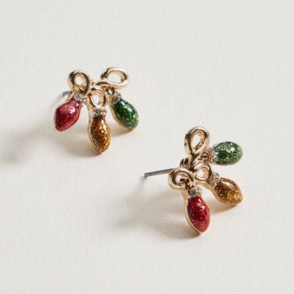 Glitter Christmas Light Stud Earrings: Multi / One / 4SE31078