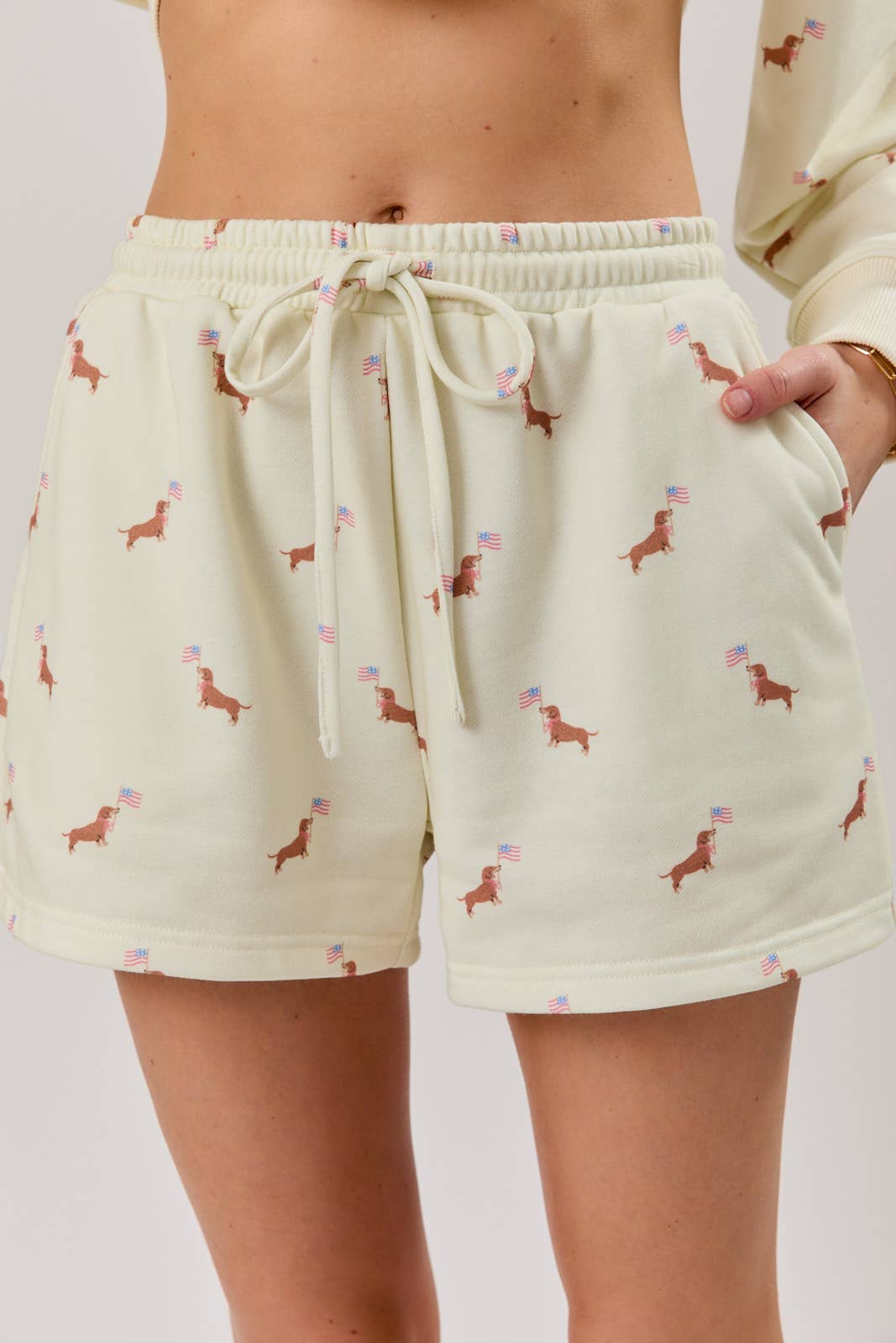 High Raise Weiner Dog with Flag Shorts