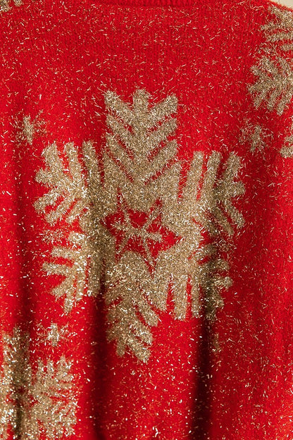Metallic Eyelash Snowflake Sweater