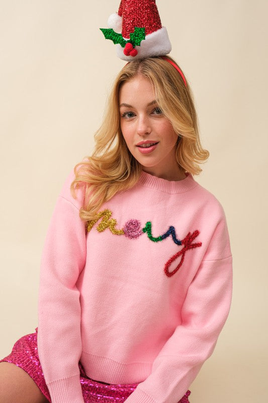 Sparkle Merry Pink Sweater