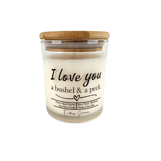 I Love You a bushel and a peck Clear Candle  Soy Wax Candles: Cinnamon Vanilla