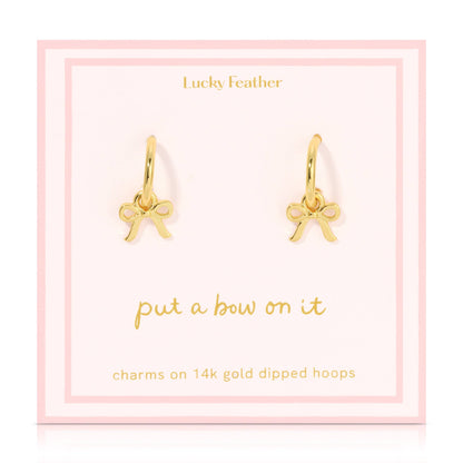 Beautiful Bows - Bow Charm Hoops - Gold