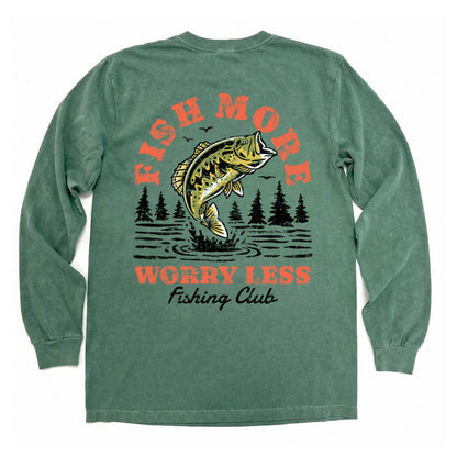 Vintage Fish More Long Sleeve Tee: Light Green / XLarge