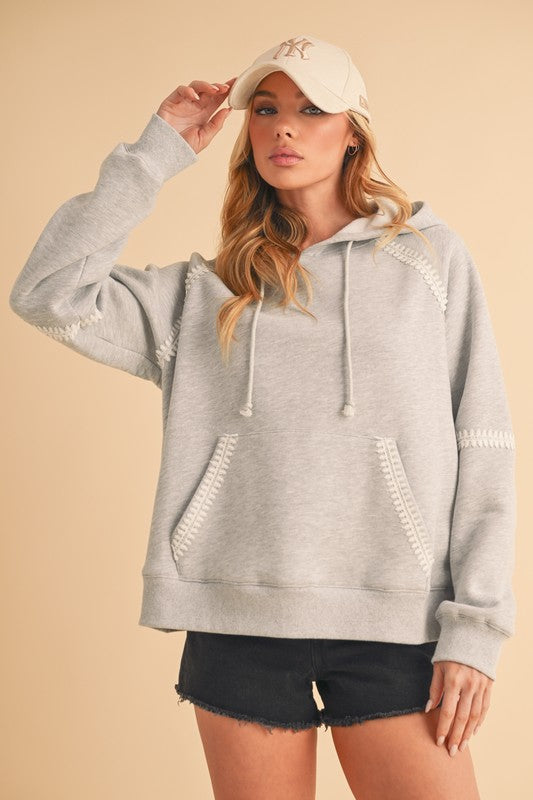 Pullover sweatshirt with stitching