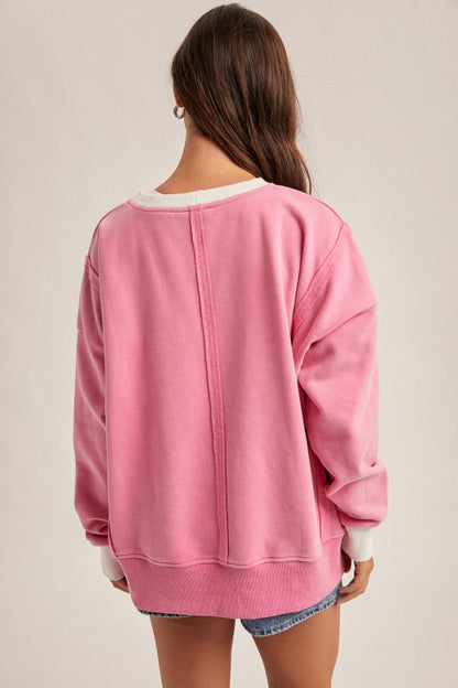 Color Block Snow Wash Oversized Sweatshirt