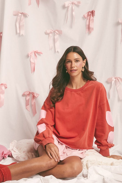 Valentine Heart Patch French Terry Sweatshirt