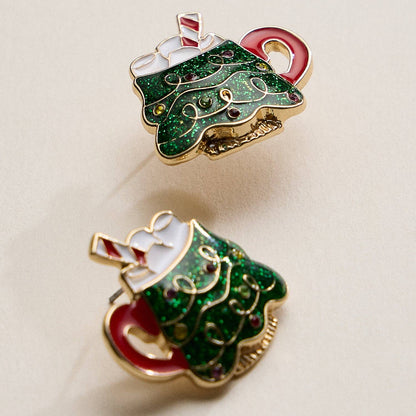 Enamel Christmas Tree Mug Stud Earrings: MT / ONE