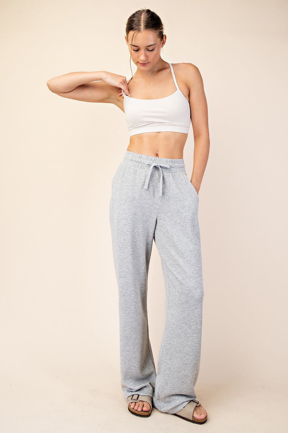 Rae Mode Modal Poly Span Straight Leg Lounge Pants - Heather Grey