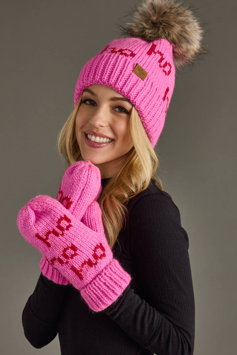 Pink & Red Ho Ho Ho Pom Hat