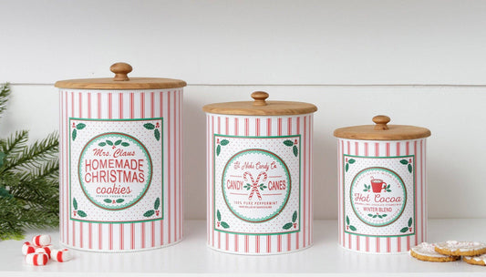 Canisters - Cookies, Candy Canes, Cocoa (Set of 3)