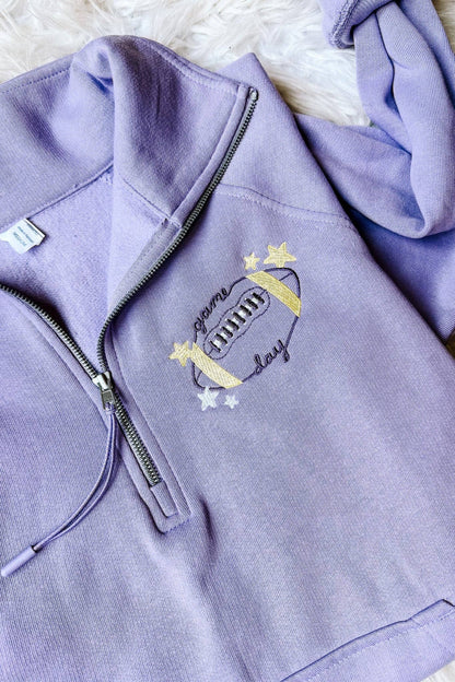 Football Game Day Embroidered Half Zip