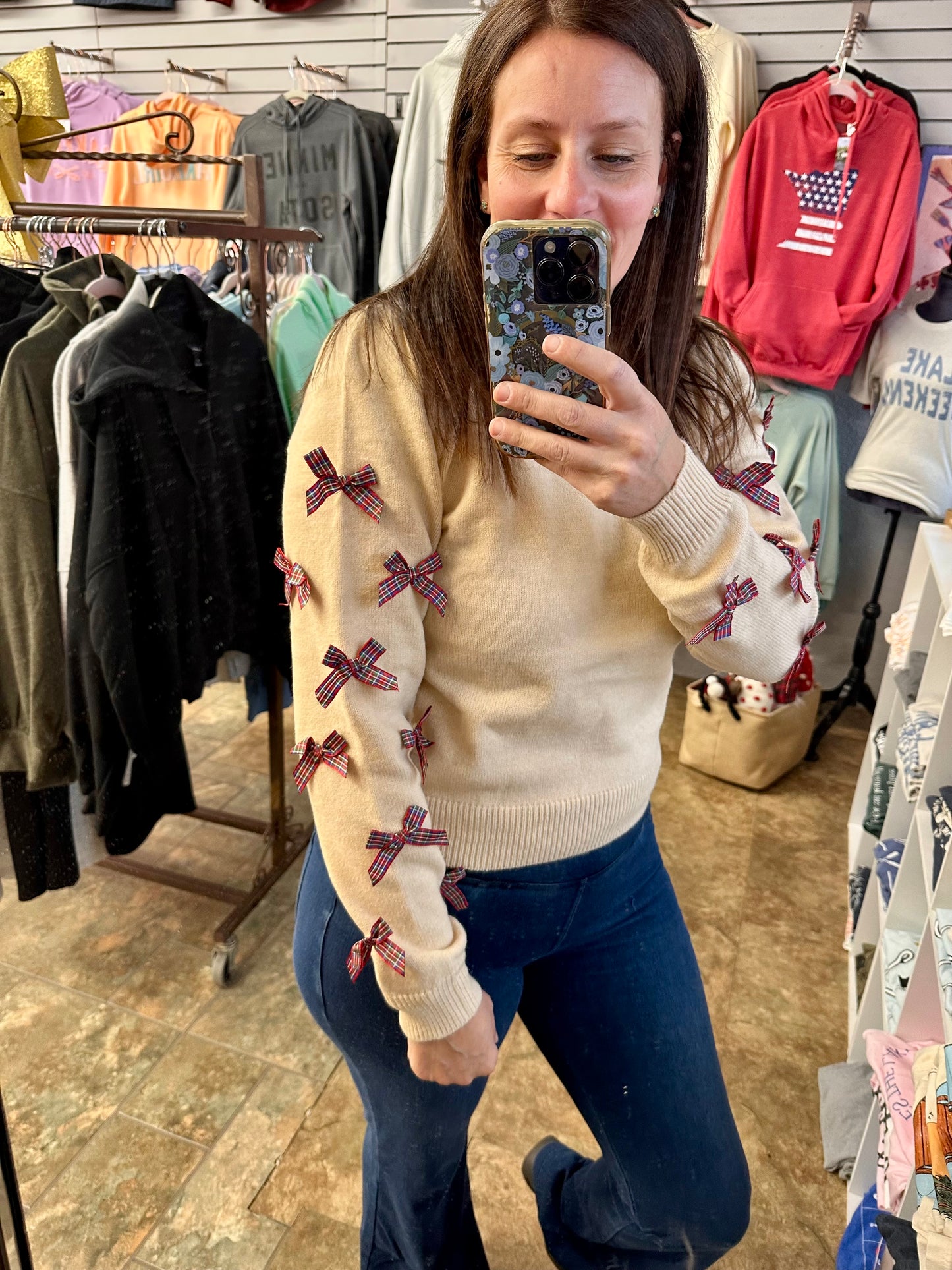 Bows Bows Bows Cream Sweater