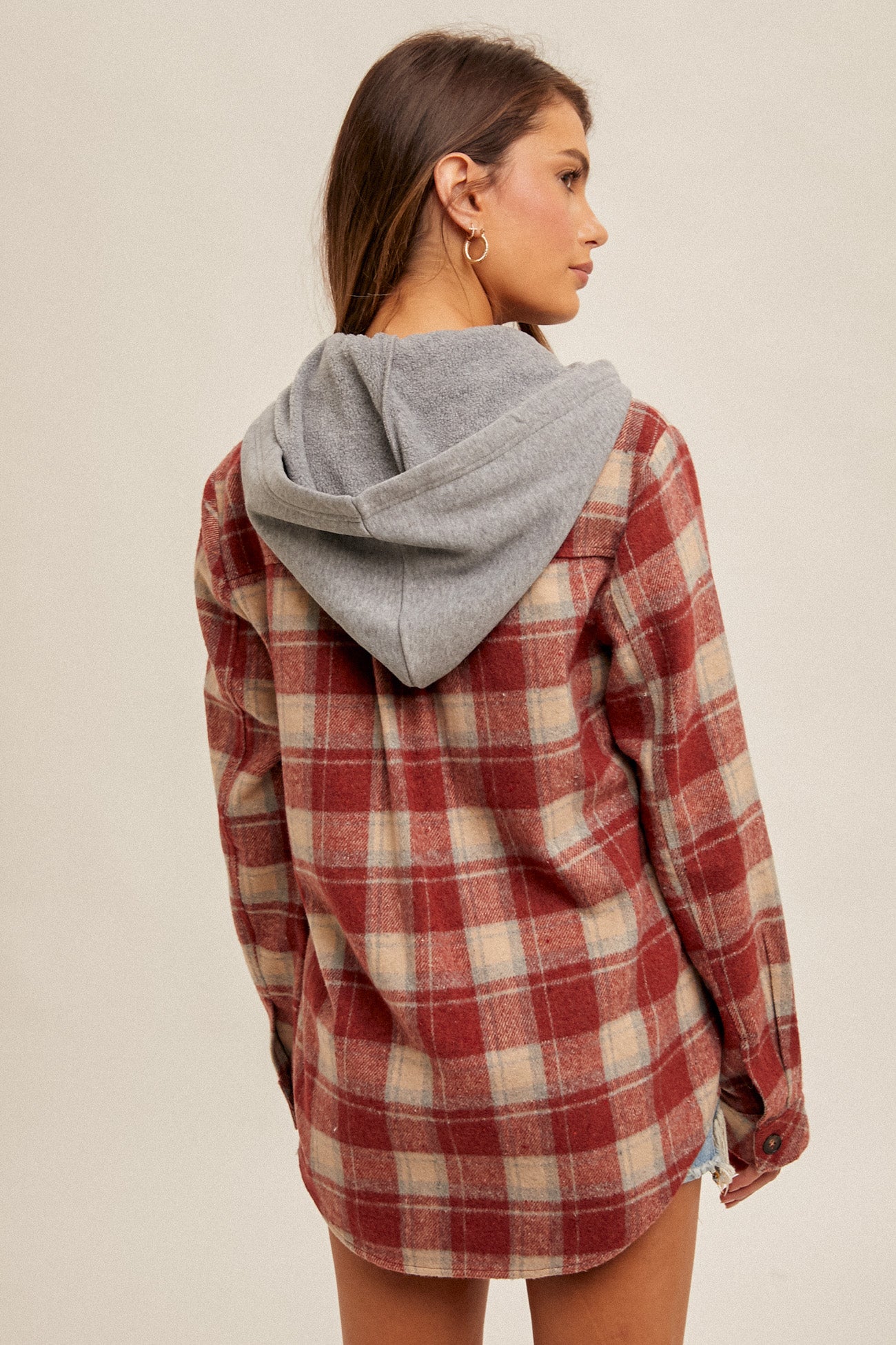 Plaid jacket with hoodie sale