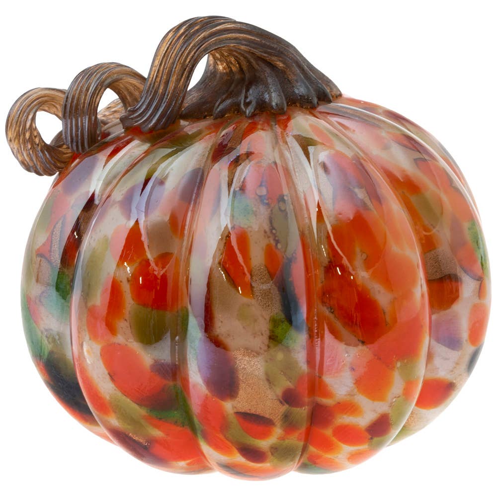 Small Orange Confetti Glass Pumpkin Fall Autumn