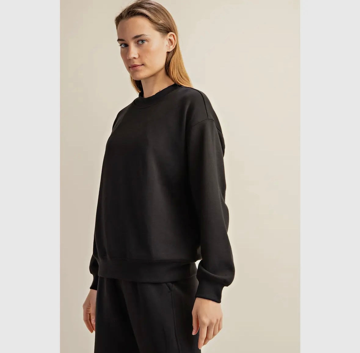 Rae Mode Modal Poly Spandex Scuba Mock Pullover - Black