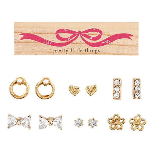 Boxed Earring Set - Pretty Little Things: Pine Wood, Zinc Alloy, Glass / 7.5 W x 2 H x 1.25 D
