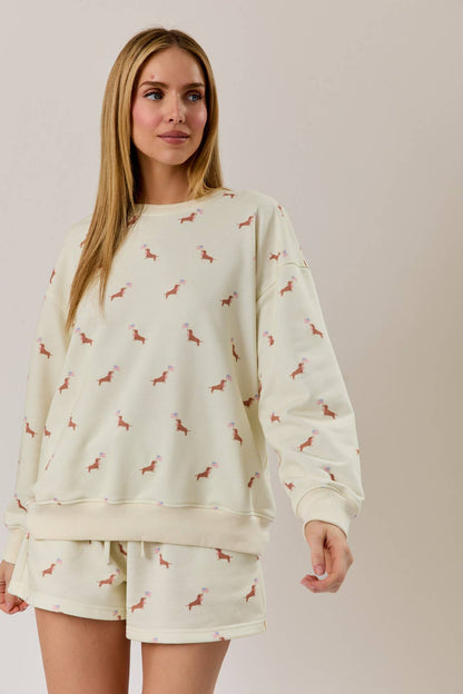 Weiner Dog wtih Flag Sweatshirt