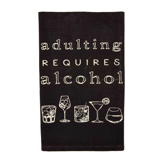 Mud Pie Wine Towels - Adulting Requires Alcohol