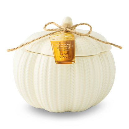 8oz Sweater Pumpkin Shaped Ceramic Candle with Lid - Vanilla