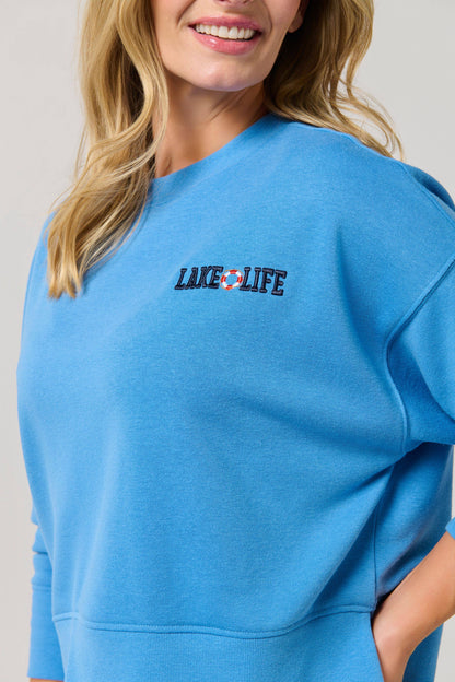 "BOAT DOCKS AND FLIP FLOPS" RELAXED SWEATSHIRT: LARGE