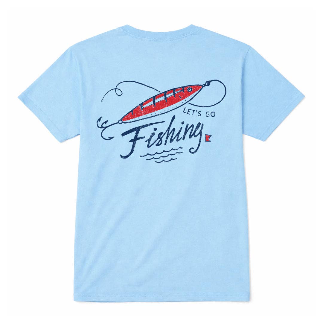 Let's Go Fishing Tee: Sky / Medium