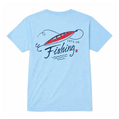 Let's Go Fishing Tee: Sky / Medium