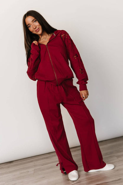 Ampersand Avenue Wide Leg Bow Comfs - Love Story Crimson