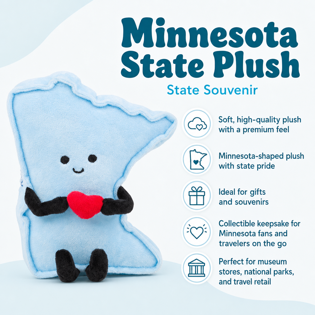 Minnesota State Stuffed Plushie with Heart | MN Gift | Plush