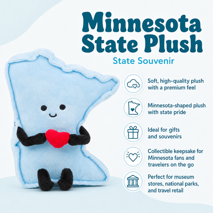 Minnesota State Stuffed Plushie with Heart | MN Gift | Plush