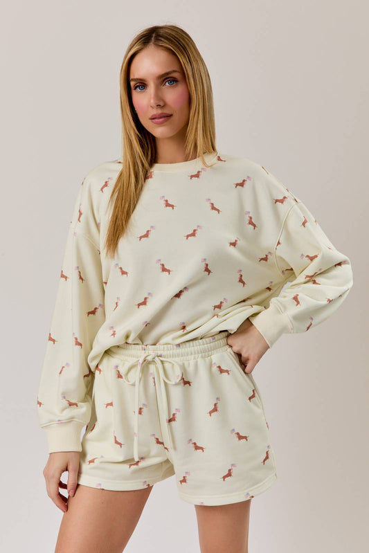 Weiner Dog wtih Flag Sweatshirt