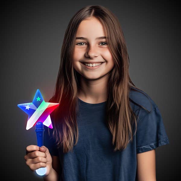 LED Patriotic Red, White & Blue Prism Wands 4th of July