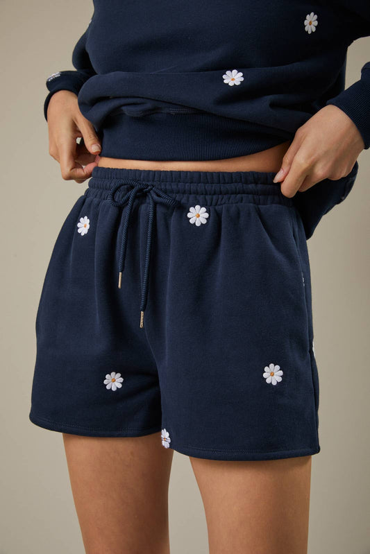 Daisy Embroidered Sweat Shorts