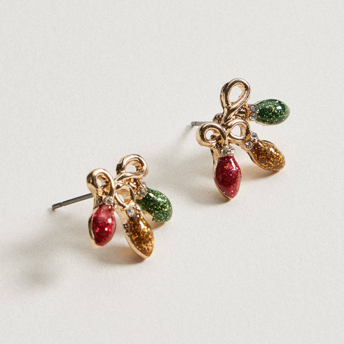 Glitter Christmas Light Stud Earrings: Multi / One / 4SE31078