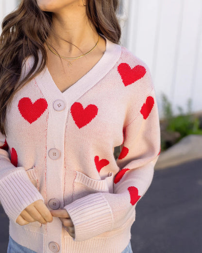 Grace & Lace Knit Heart Cardigan in Hearts