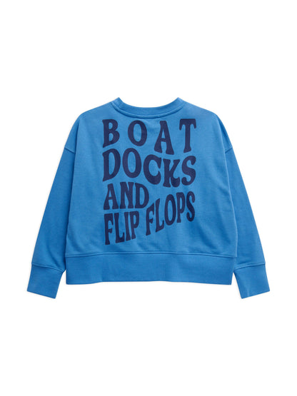 "BOAT DOCKS AND FLIP FLOPS" RELAXED SWEATSHIRT: SMALL