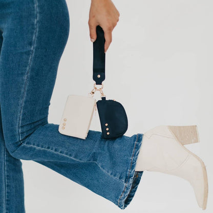 Dolly Dual Pouch Wristlet : Checkered Black/Black
