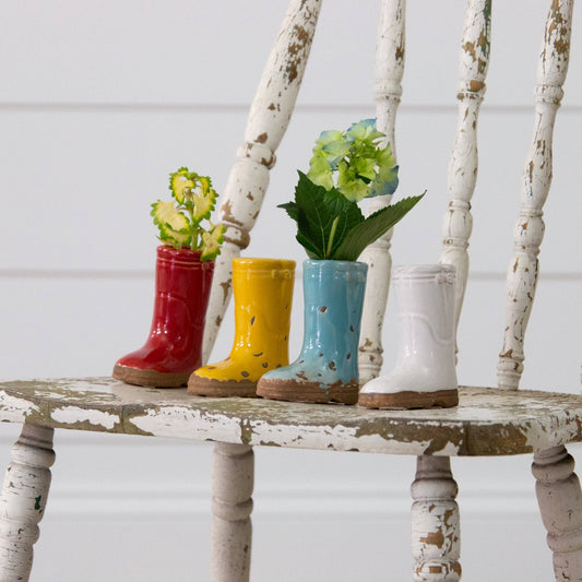 Mini Ceramic Boot Vases (Pk/04 Ast)