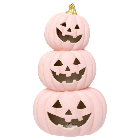 10.5" Pink Led Jack-O-Stack Fall Autumn Halloween