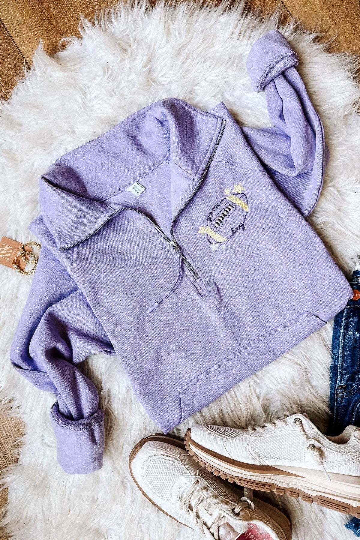 Football Game Day Embroidered Half Zip